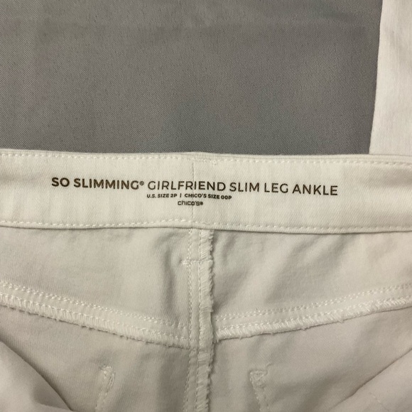 Chicos So Slimming Girlfriend Jean White Slim Leg Ankle Size 2P (Chico’s 00P) - Picture 10 of 12